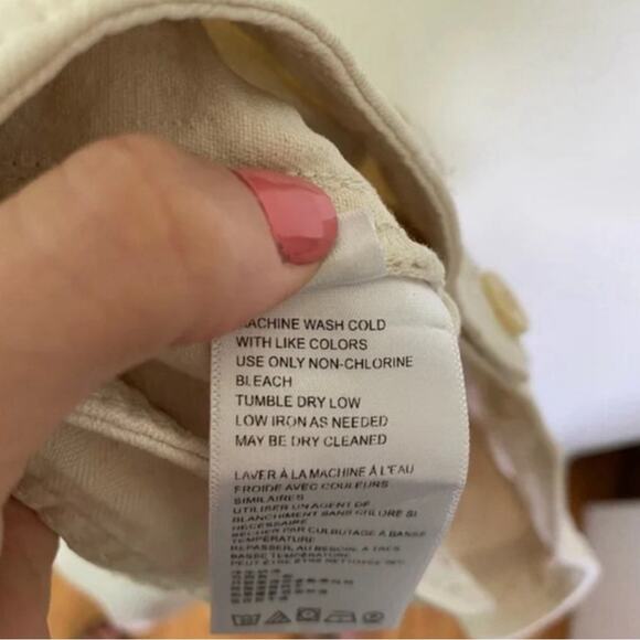 Anthropologie Textured Ribbed Utility Pants - CREAM TAN WINTER WHITE - Picture 5 of 8